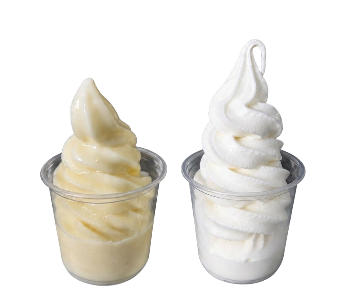 Comparación visual: helado mal hecho vs helado con textura correcta de Soft Pro
